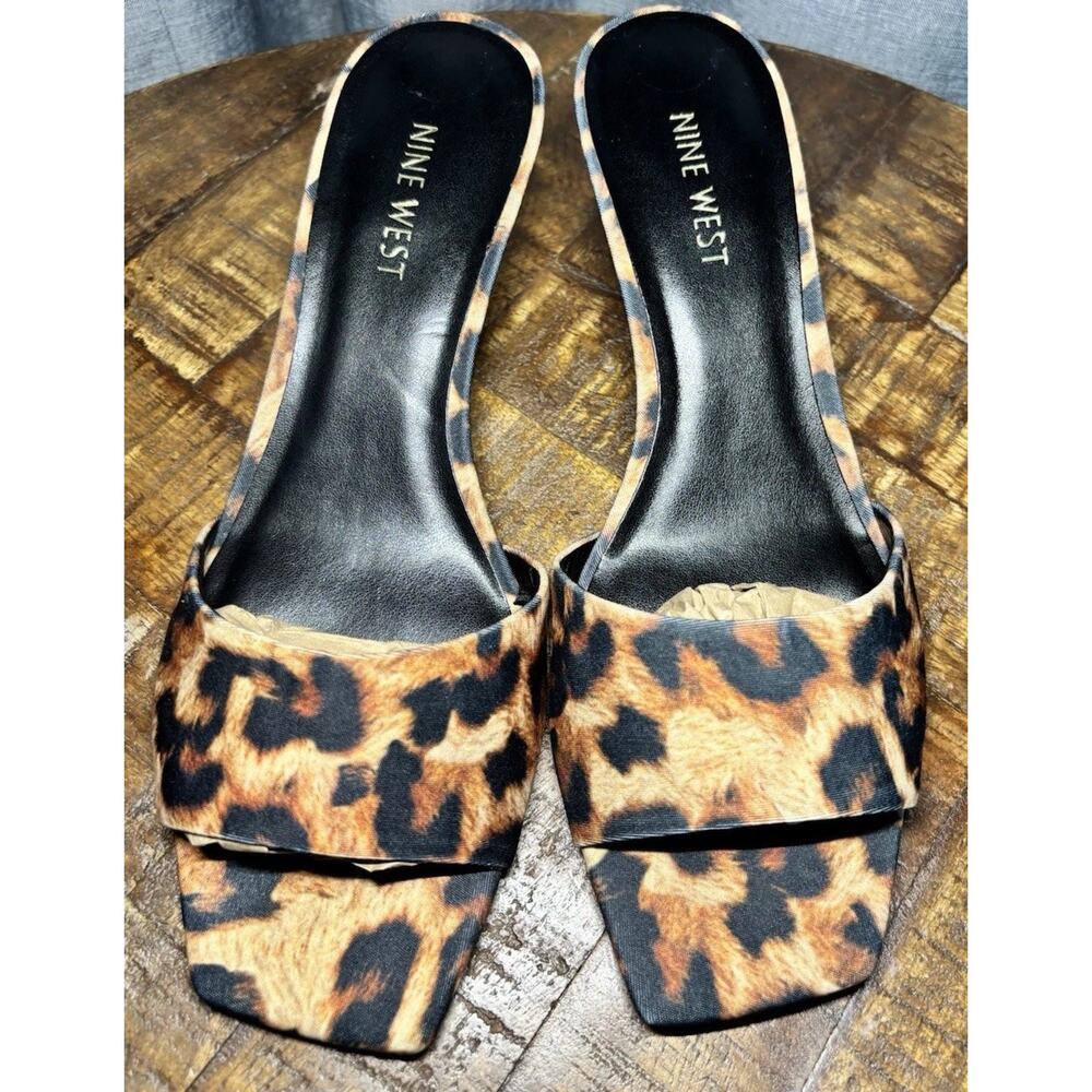 Nine West Women's Kitten Heel Dress Sandals Leopard Print Size 8.5